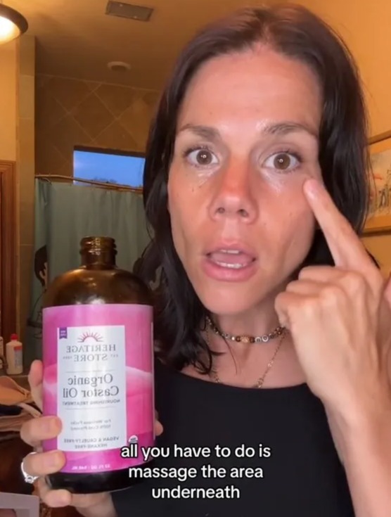 Melanie recommended massaging castor oil under the eyes