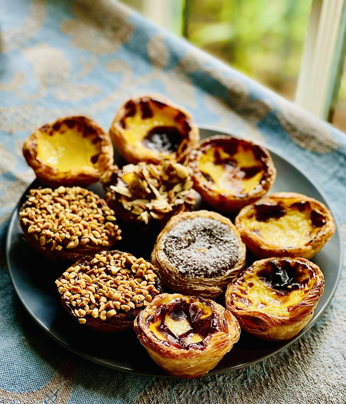 An assortment of Portuguese custard pastries purchased at Natas Pastries in Sherman Oaks.