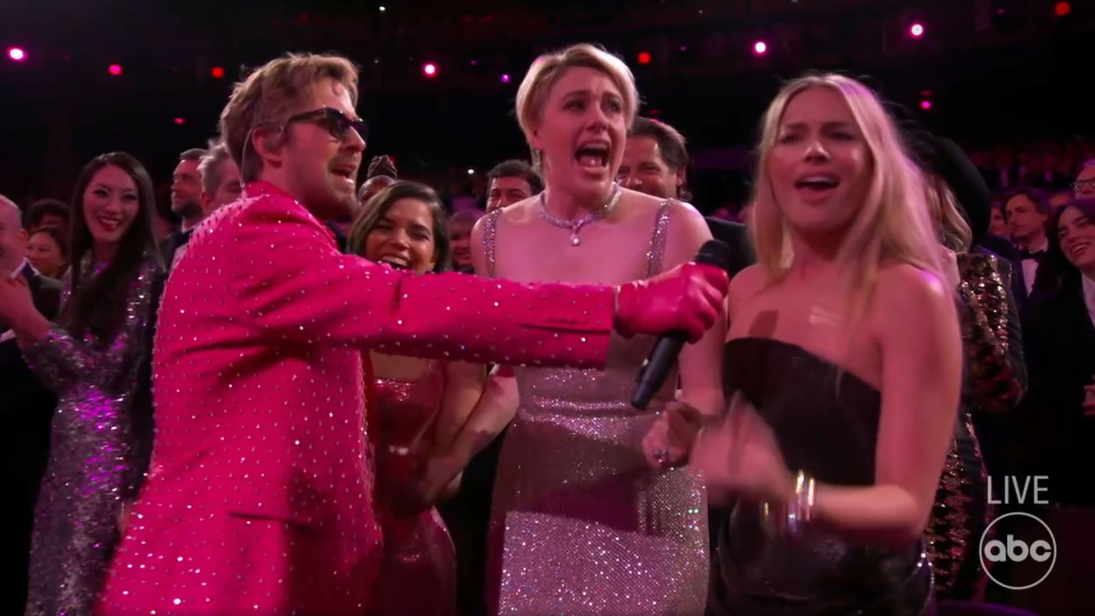 Margot Robbie and Greta Gerwig also joined in to sing