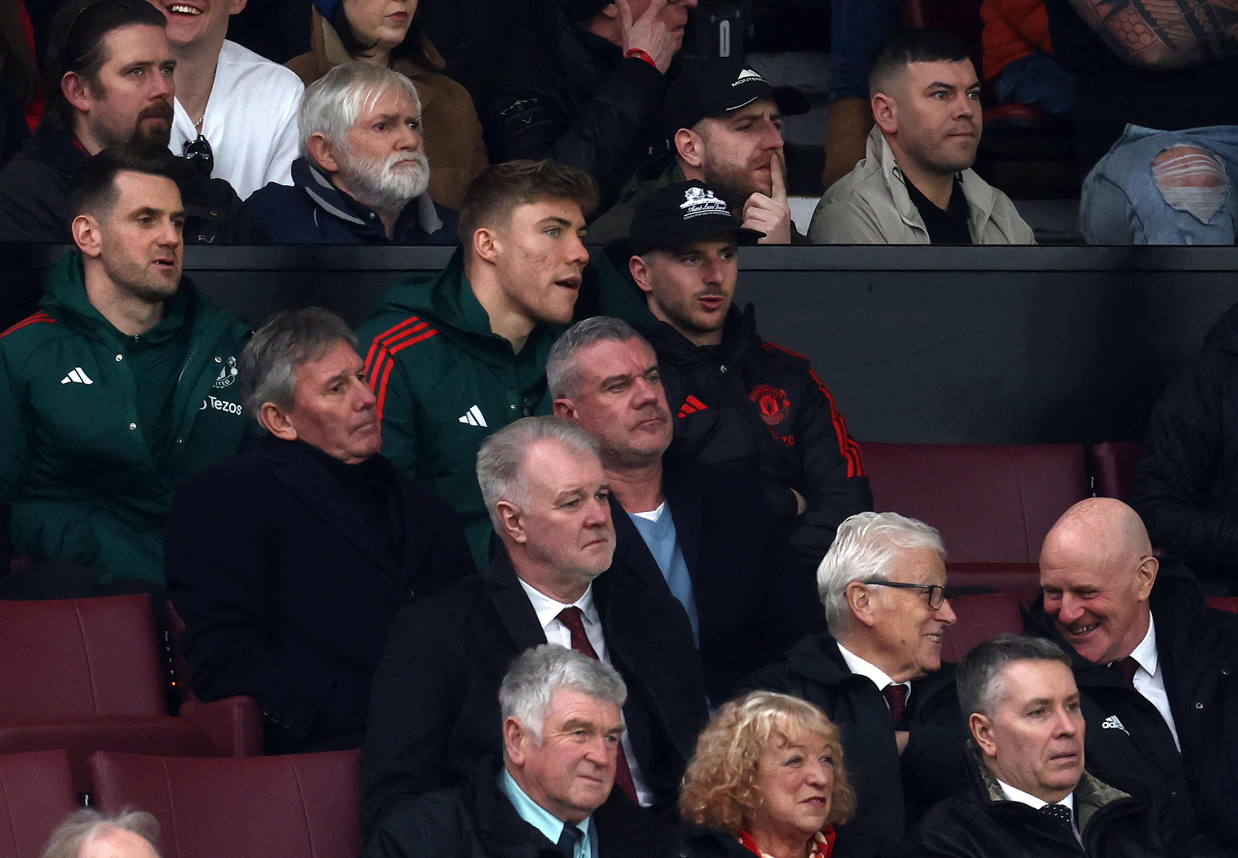 Mount, 25, watched the recent clash with Fulham from the stands alongside Rasmus Hojlund