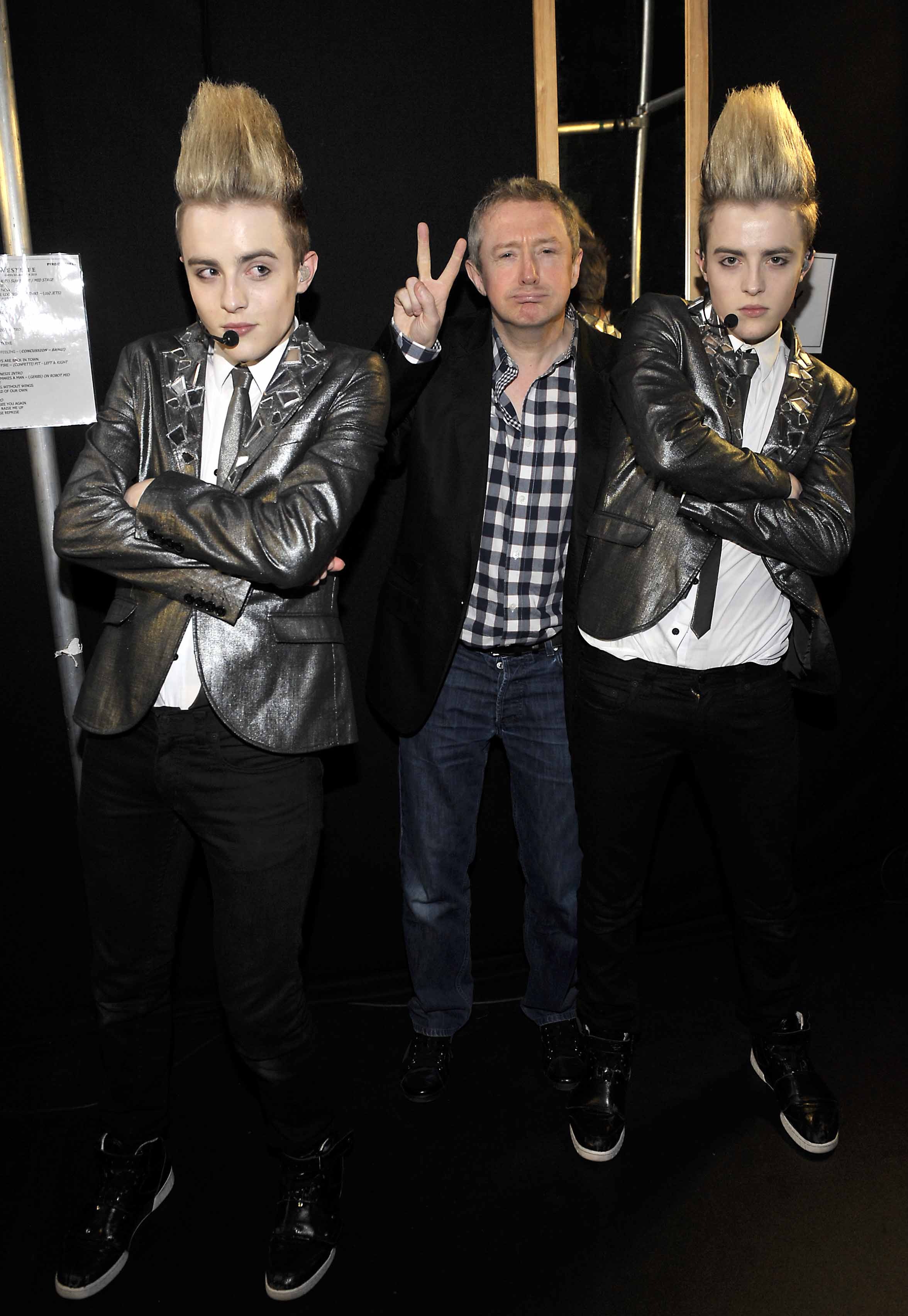 Mandatory Credit: Photo by Shutterstock (1191566n) Louis Walsh and Jedward – John and Edward Grimes Concert at Croke Park, Dublin, Ireland – 05 Jun 2010