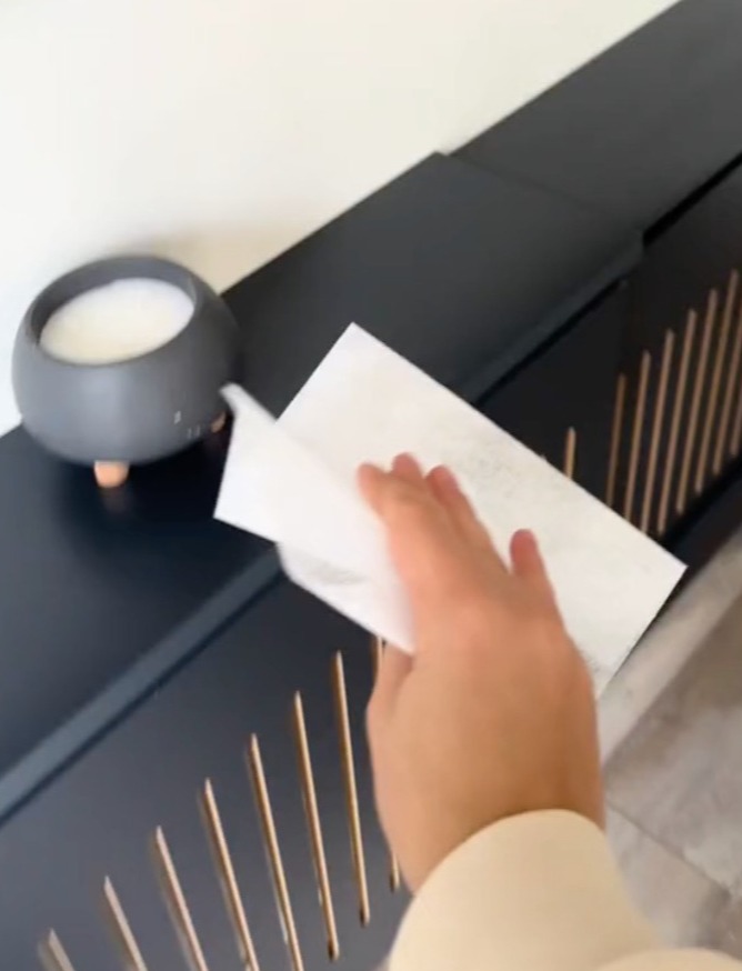 The dryer sheets easily removed the dust from the furniture in her home