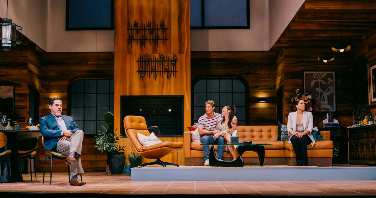 Carlos Gómez, Nico Greetham, Isabella Gomez and Lana Parrilla in "One of the Good Ones" at the Pasadena Playhouse.