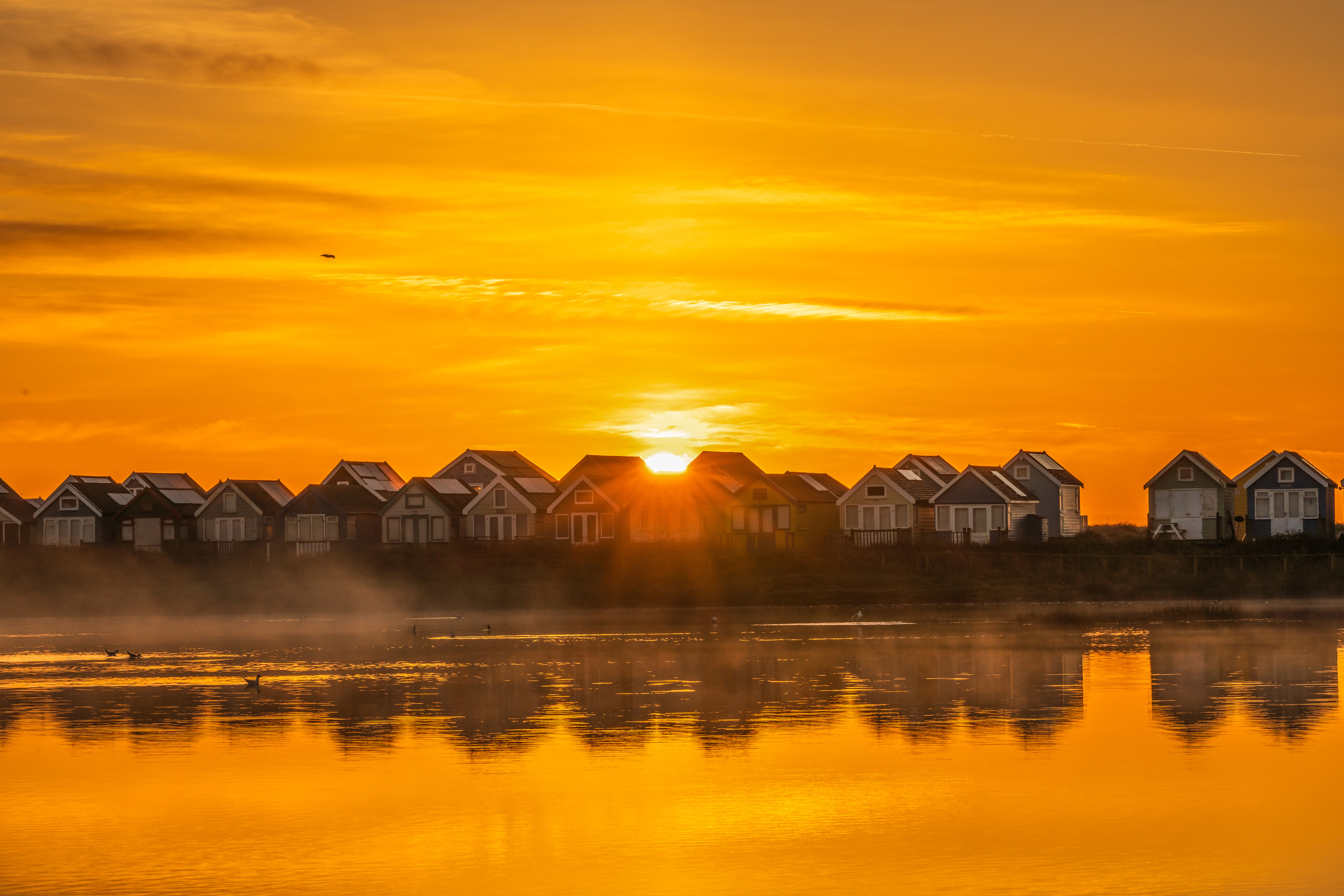 It was a misty start to Saturday at the Mudeford beach huts in Dorset