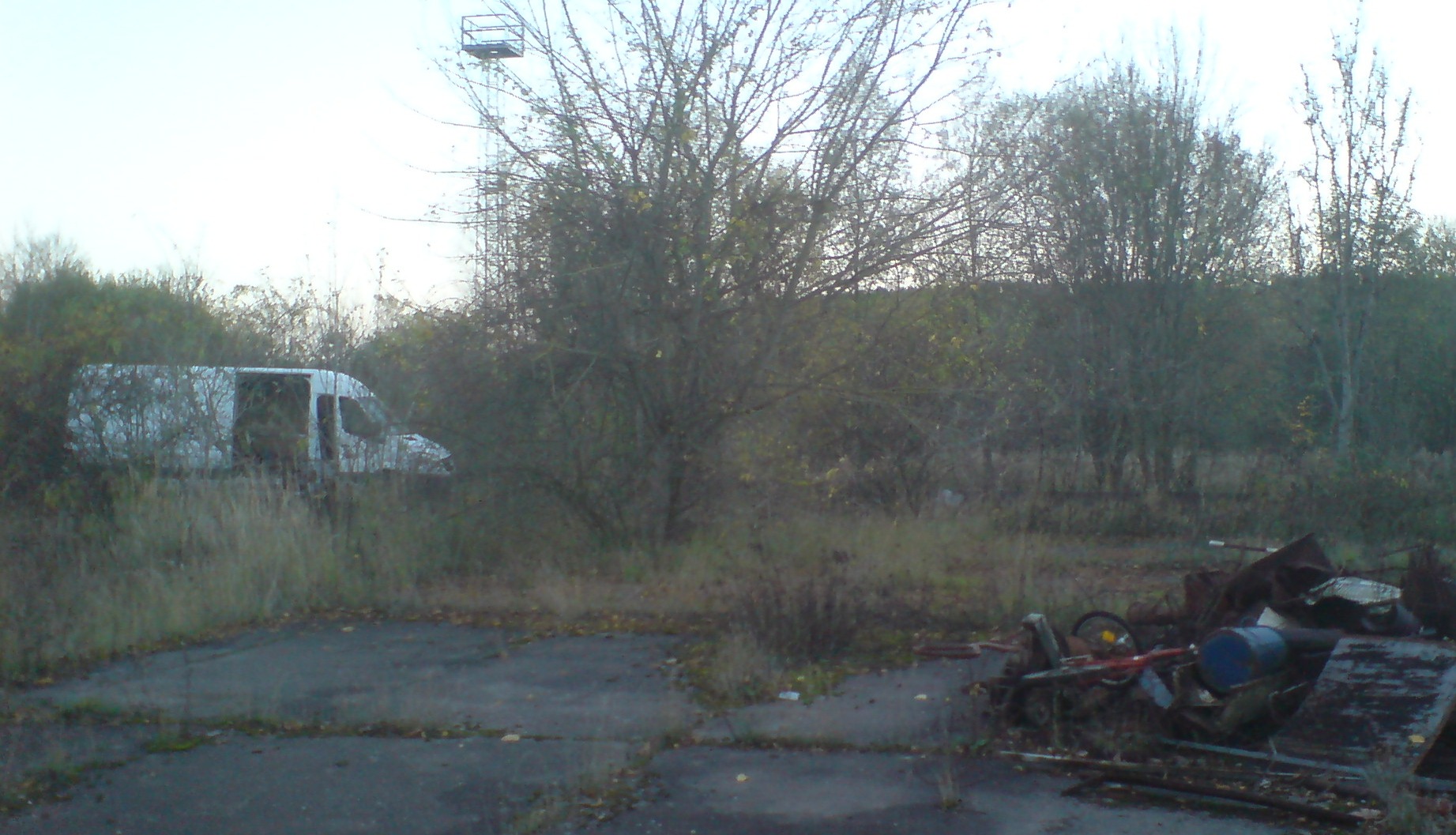 Our exclusive picture shows a white Mercedes Sprinter van parked at the creepy woodland site Brueckner later bought