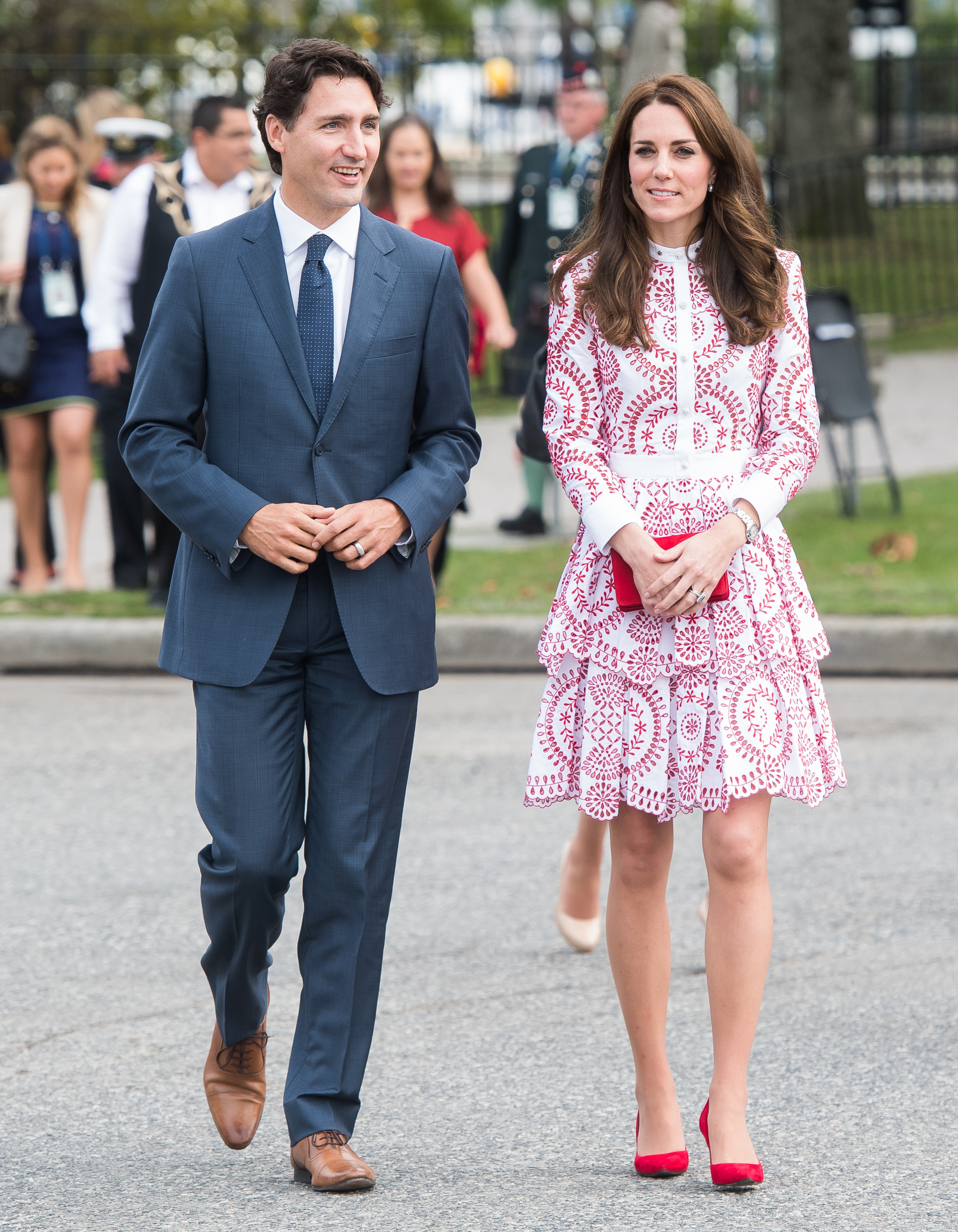 Justin Trudeau, left, pictured in 2016 with Kate, right, sent his support to Kate on behalf of all Canadians