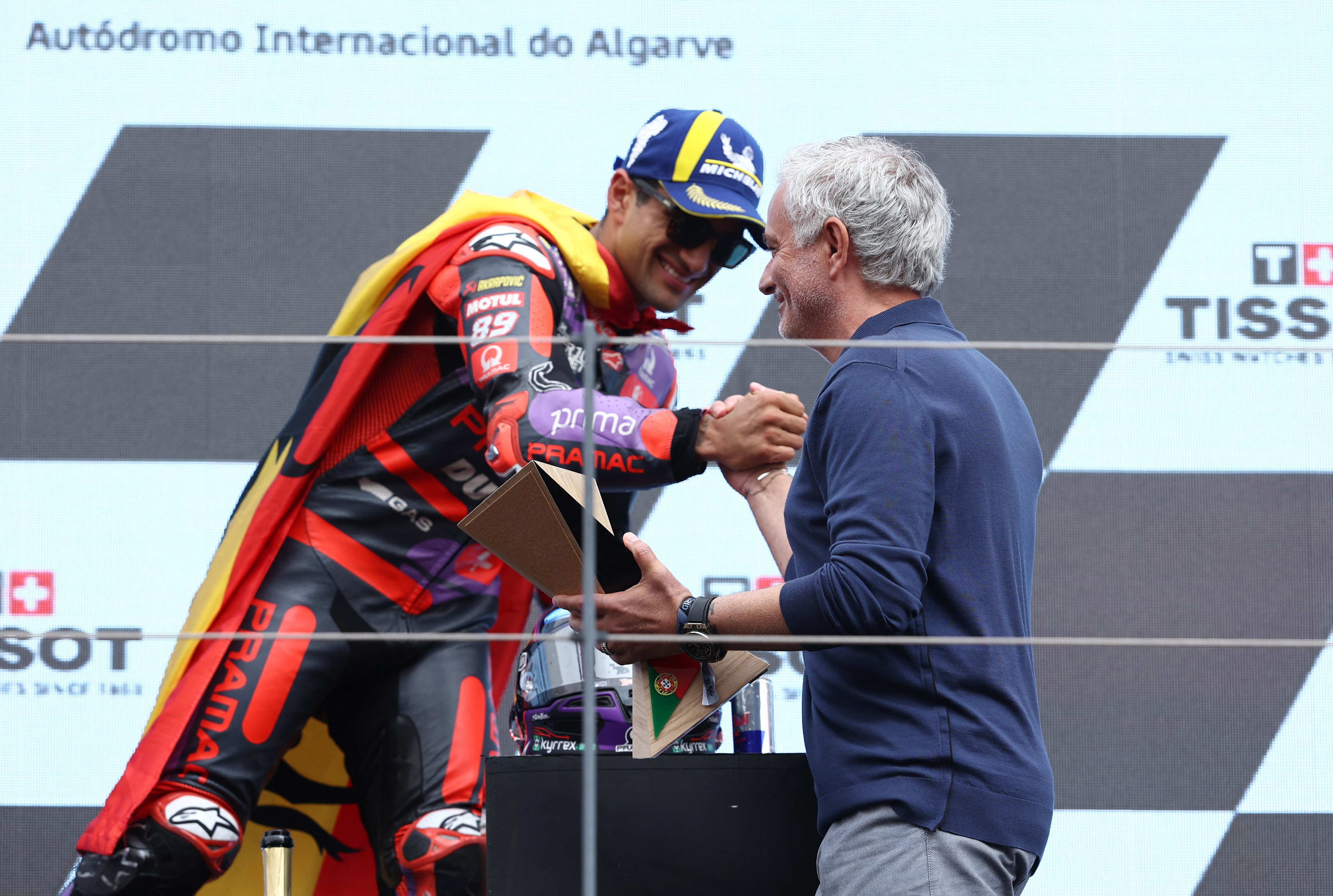 He presented the trophy to MotoGP star Jorge Martin