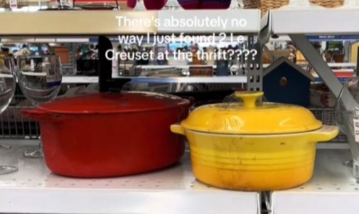 She found two Le Creuset Dutch Ovens for just $8 each