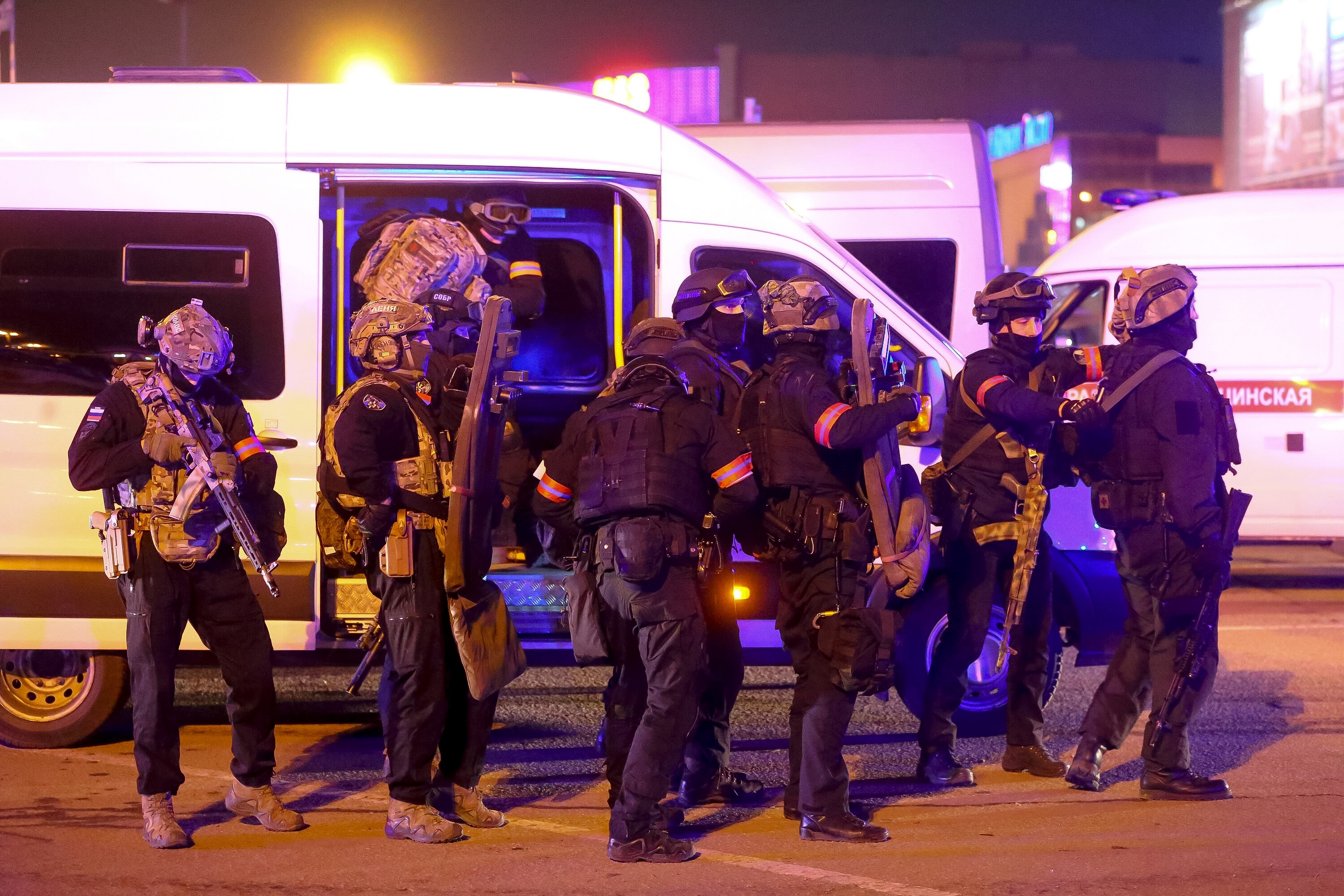 Russian cops at the scene of Friday's attack