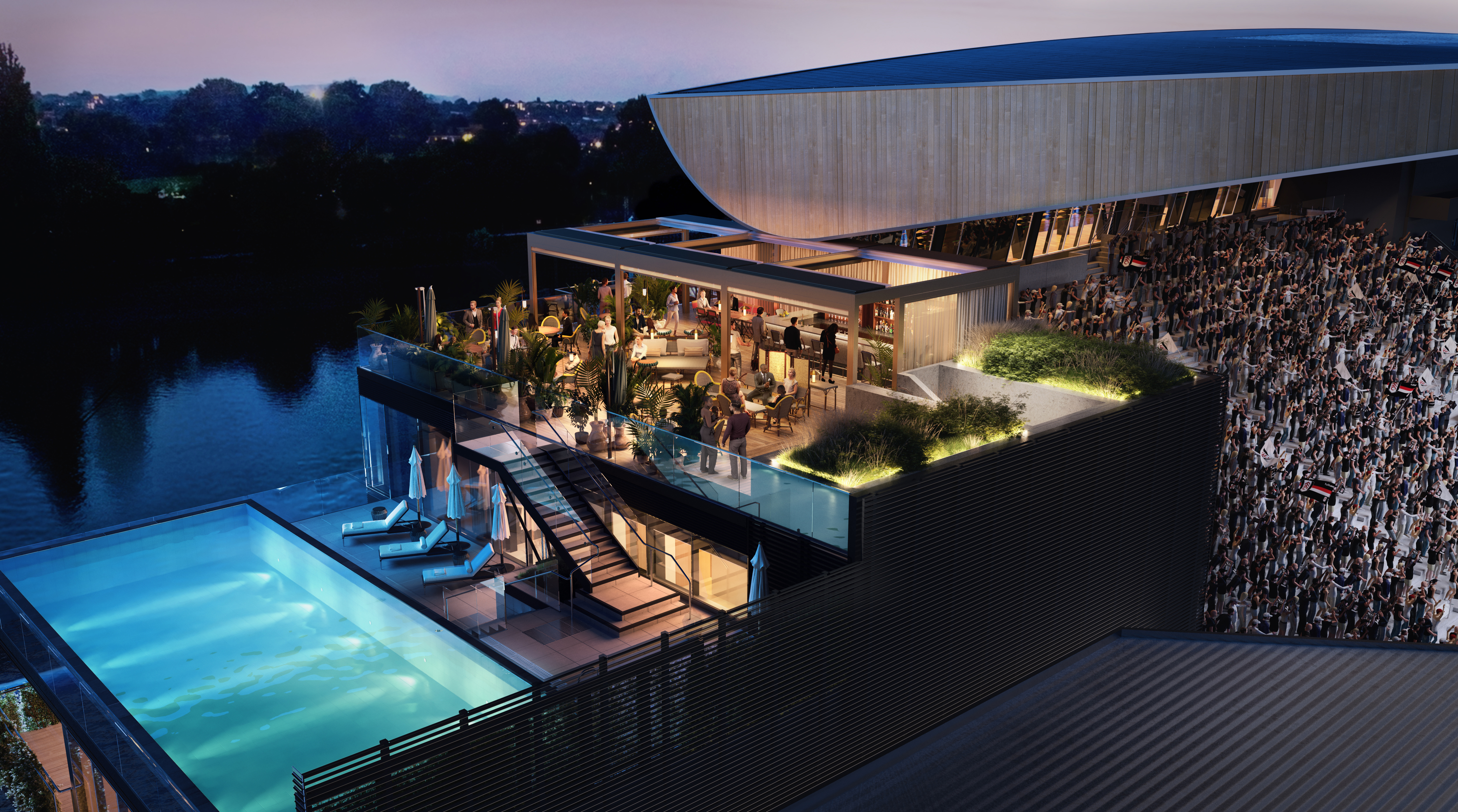 Fans will be able to enjoy a luxury pool and rooftop bar