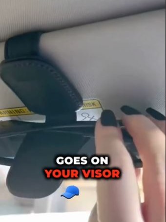 The leather sunglasses holder slides neatly over your car sun visor and is magnetic, meaning your sunnys are going nowhere