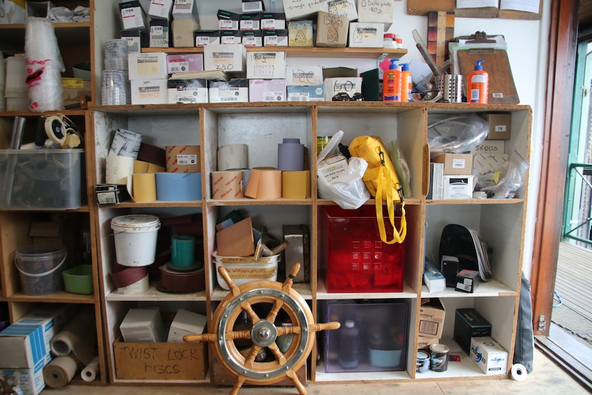 Boatbuilder in his workshop and shots of his tools