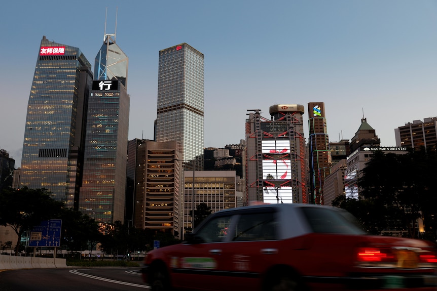 A skyline at dusk