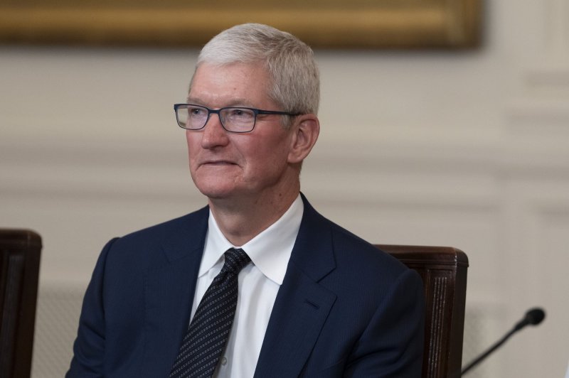 Apple Friday settled a class-action lawsuit for $490 million. The suit alleged CEO Tim Cook made false statements in 2018 about iPhone sales in China that cost investors billions of dollars. Apple denied breaking securities laws and said the settlement was done to avoid further costly litigation. File Photo by Chris Kleponis/UPI