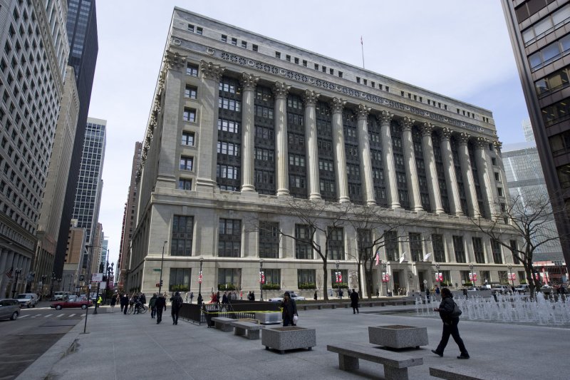 Officials in Chicago (City Hall pictured) will begin evicting adult migrants staying in the city’s shelters, following through on Mayor Brandon Johnson's policy. File Photo by Brian Kersey/UPI