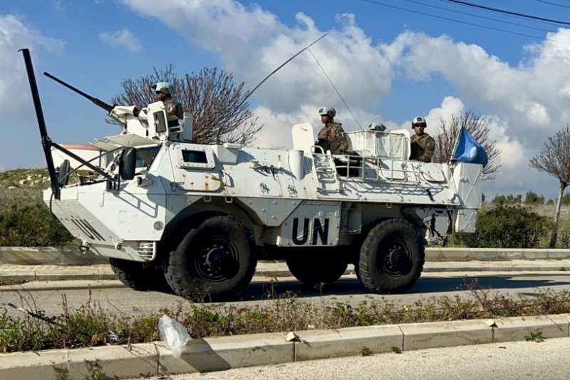 An armored vehicle of the United Nations Interim Forces in Lebanon, or UNIFIL, patrols in the Khiyam plain in Lebanon near the border with Israel on December 29. Four UNIFIL peacekeepers were injured in an explosion Saturday. File Photo by EPA-EFE