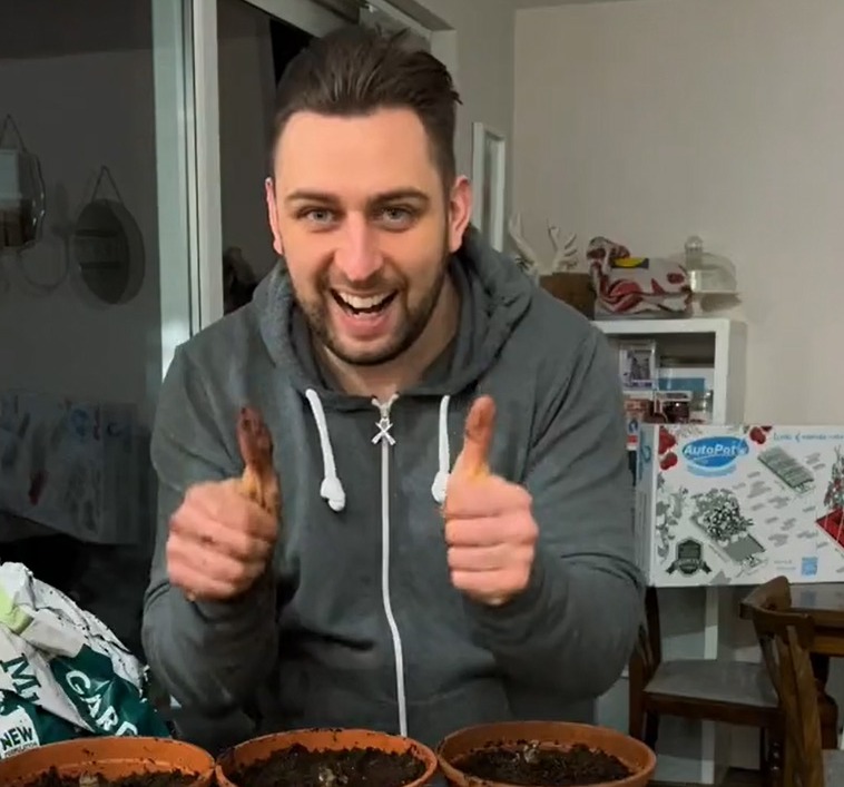 A city gardener revealed his raised bed with a hidden feature