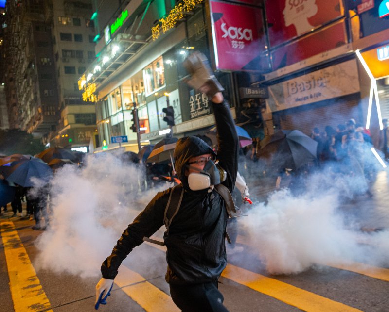 Hong Kong's legislature Friday was fast-tracking a proposed security bill that includes life in prison for treason, insurrection and mutiny. It's a response to mass Hong Kong pro-democracy protests, seen here, that rocked Hong Kong in recent years. File Photo by Jerome Favre/EPA-EFE