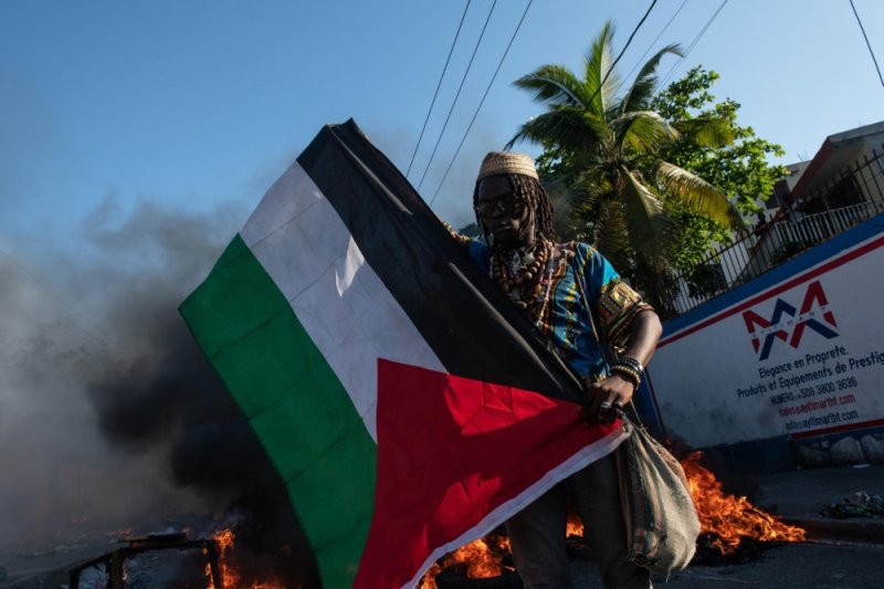 Employees at the U.S. embassy in Haiti were airlifted out amid gang violence and unrest as leaders of Caribbean nations were set to meet in Jamaica to discuss a response. Protesters seen here gathered to demand the resignation of Prime Minister Ariel Henry on Thursday. Photo by Johnson Sabin/EPA-EFE