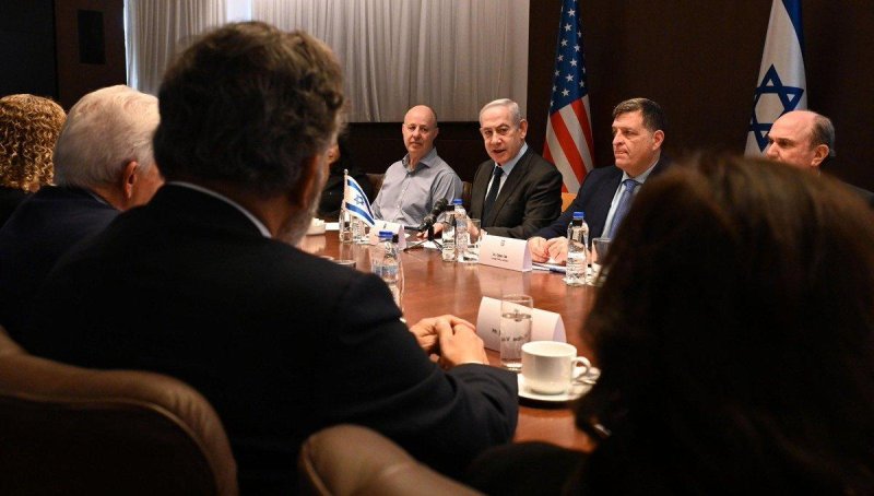 Prime Minister Benjamin Netanyahu of Israel speaks to a U.S. delegation in Jerusalem on Wednesday. Photo courtesy of Israel Prime Minister Office/Facebook