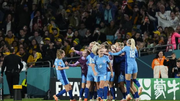 England players celebrate