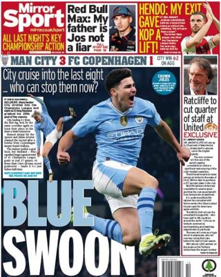 The back page of the Daily Mirror