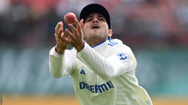 India fielder Shubman Gill takes a catch over his shoulder