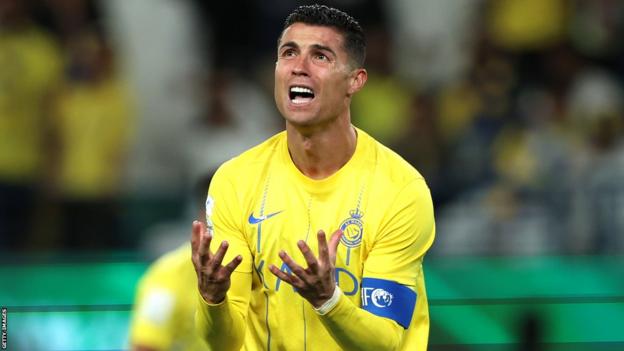 Cristiano Ronaldo reacts during his side's defeat