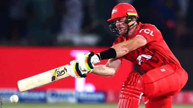 Martin Guptill of Islamabad United plays a shot