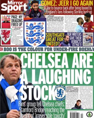 The back page of the Daily Mirror