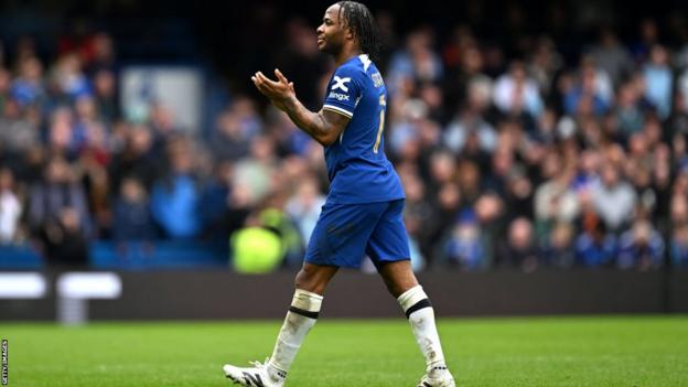 Raheem Sterling applauds Chelsea supporters