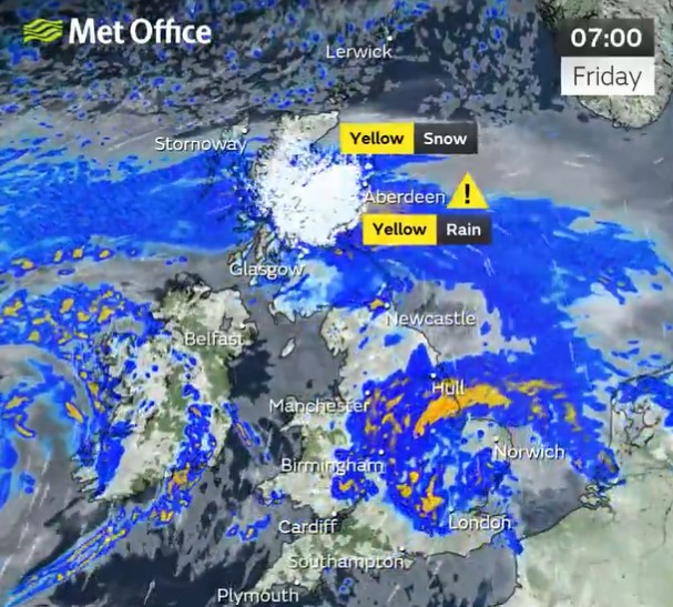 Stormy weather is due to arrive in the early hours of Friday morning