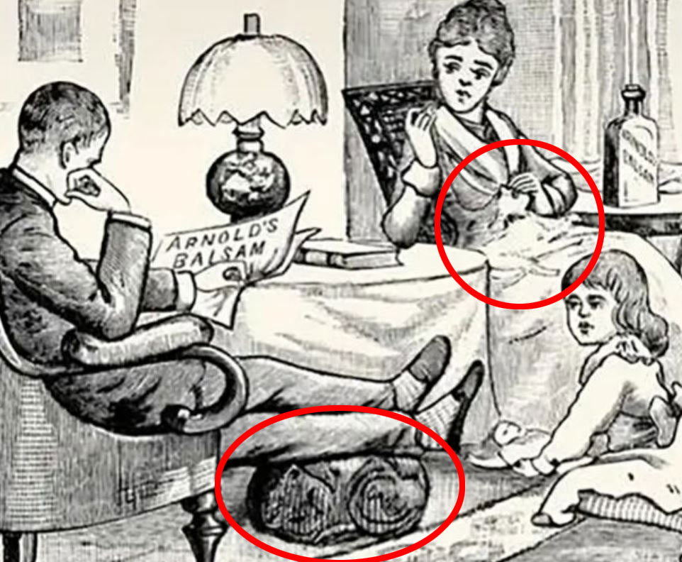 One of the cats was hiding near the man's foot, while the other was lying down on the woman's lap