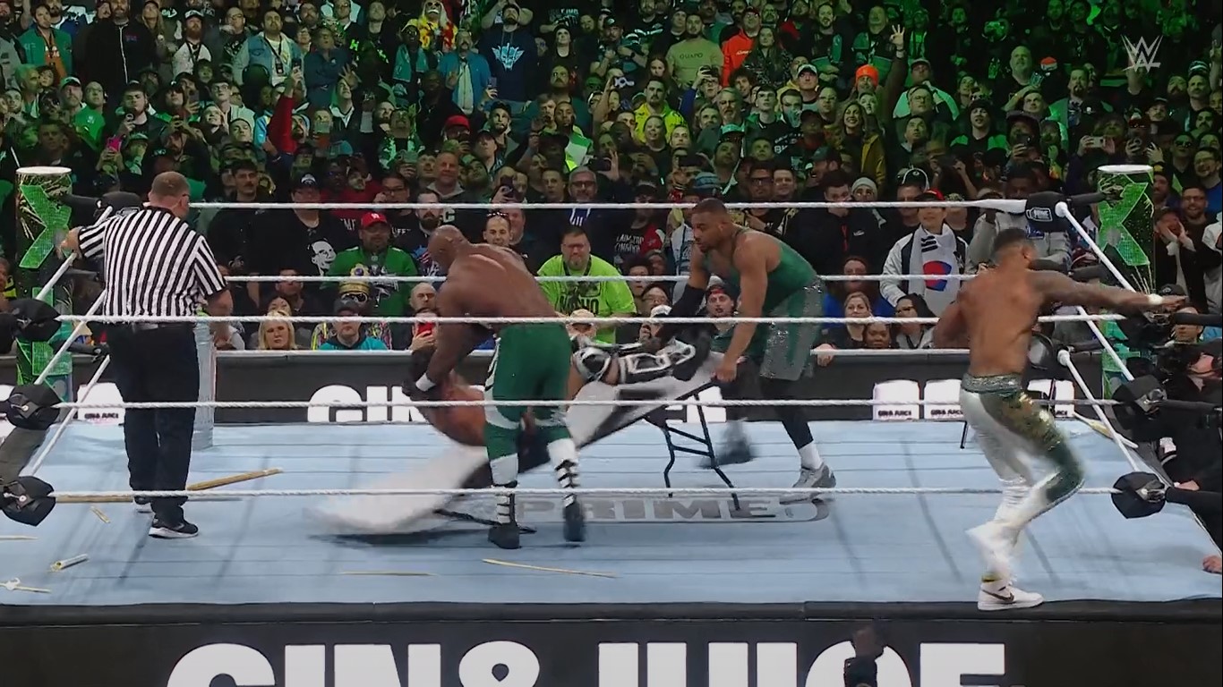 The table broke because of Kross' weight and that led to a hilarious botch