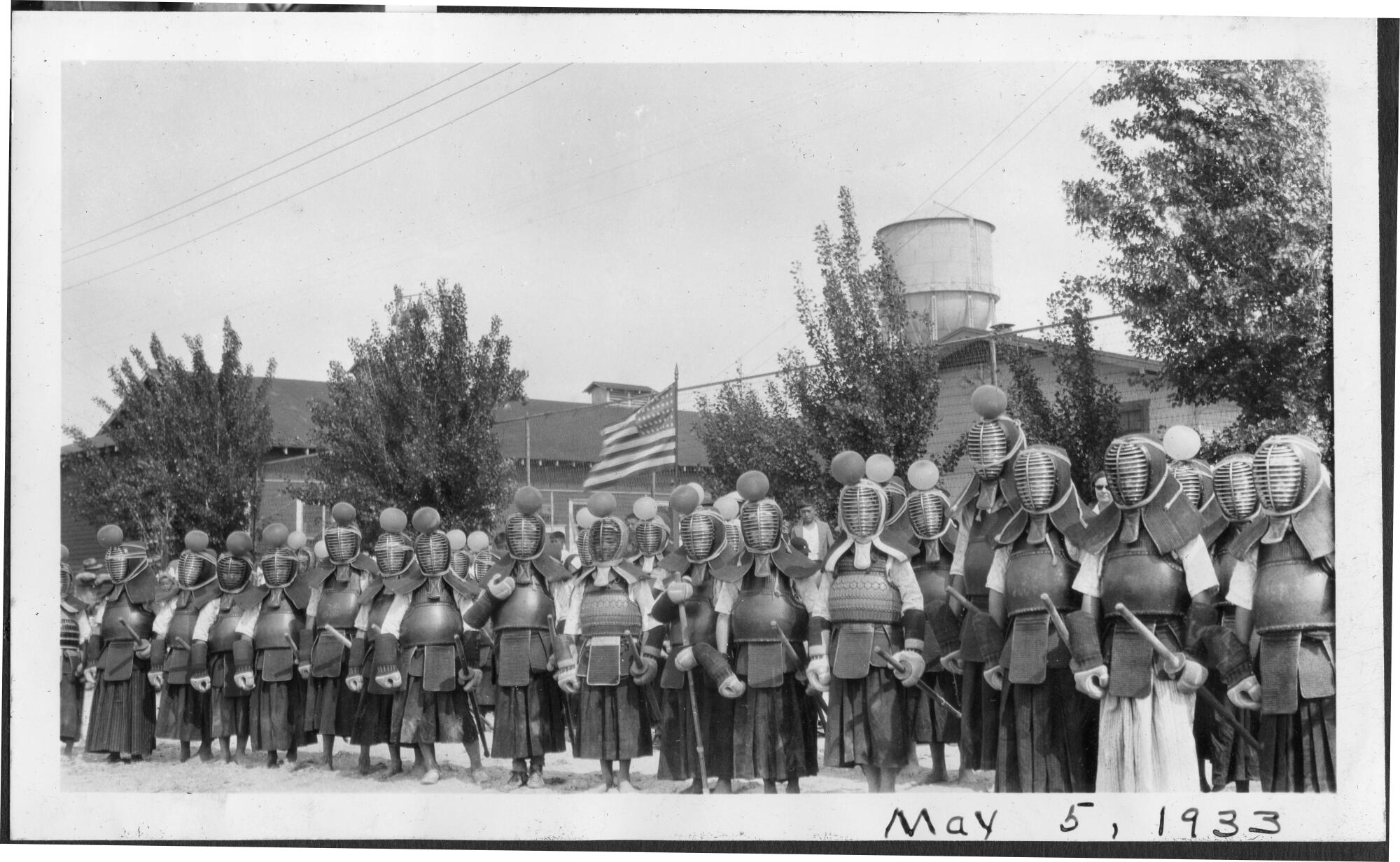 Boys from Terminal Island wear uniforms for the Japanese martial art of kendo in this photo dated 1933.