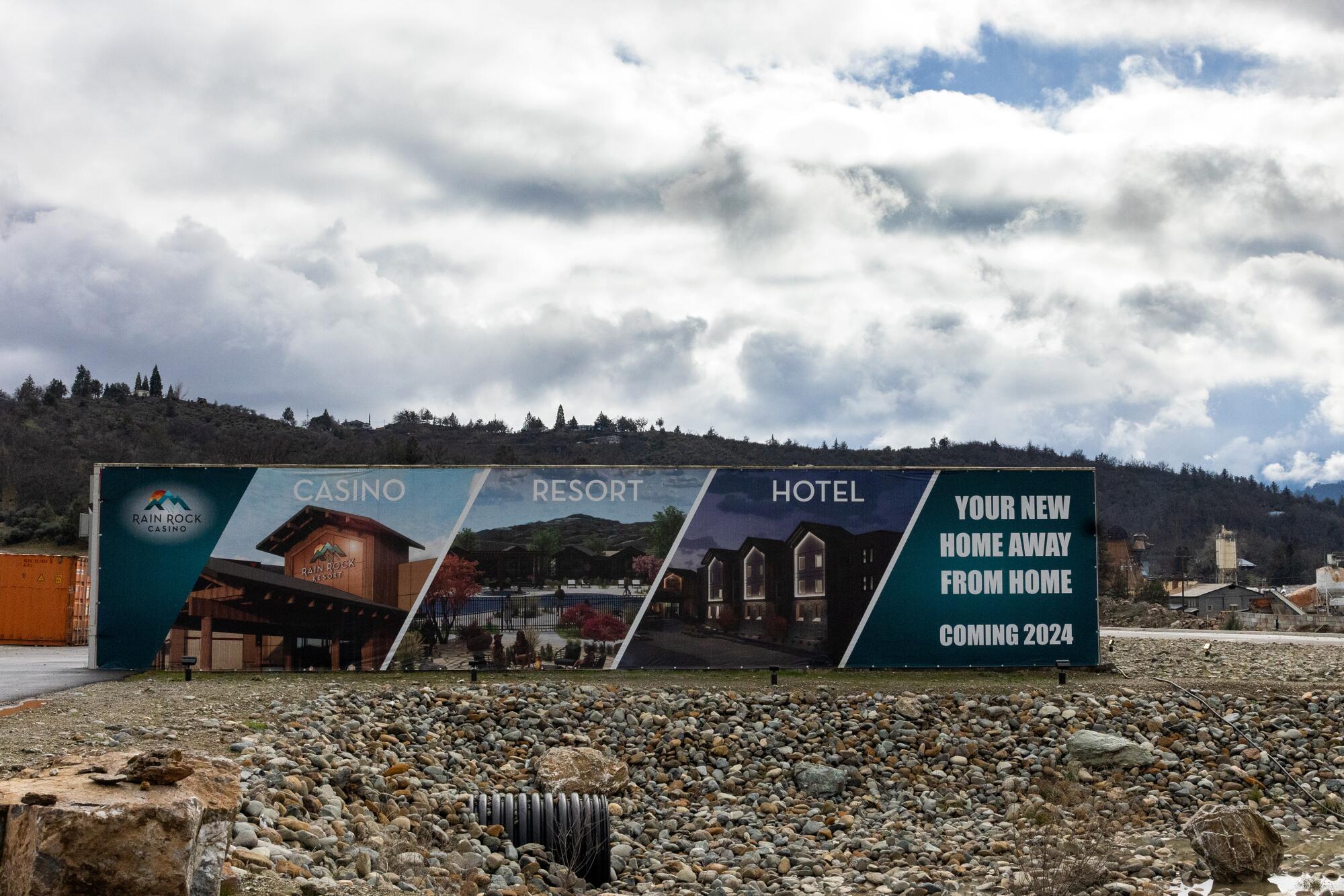 Renderings on a billboard show a planned casino expansion