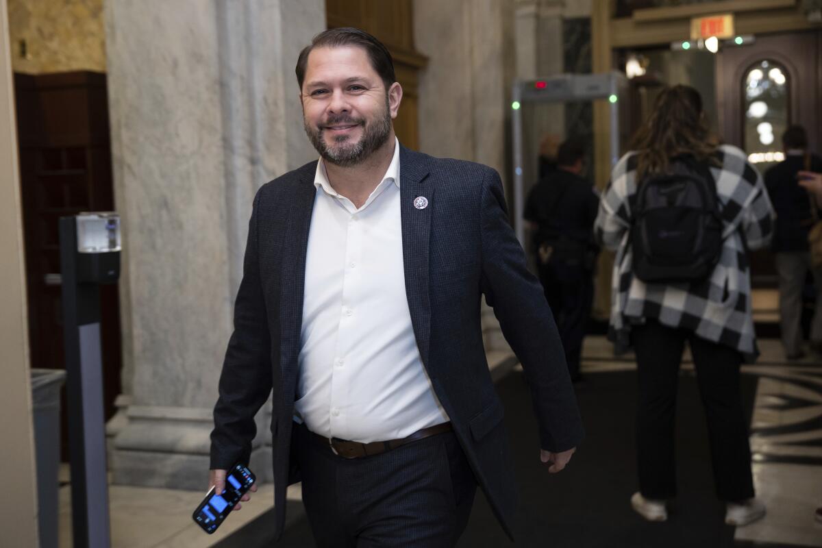 Rep. Ruben Gallego (D-Ariz.) arrives for a vote at the U.S. Capitol in Jan. 2023.