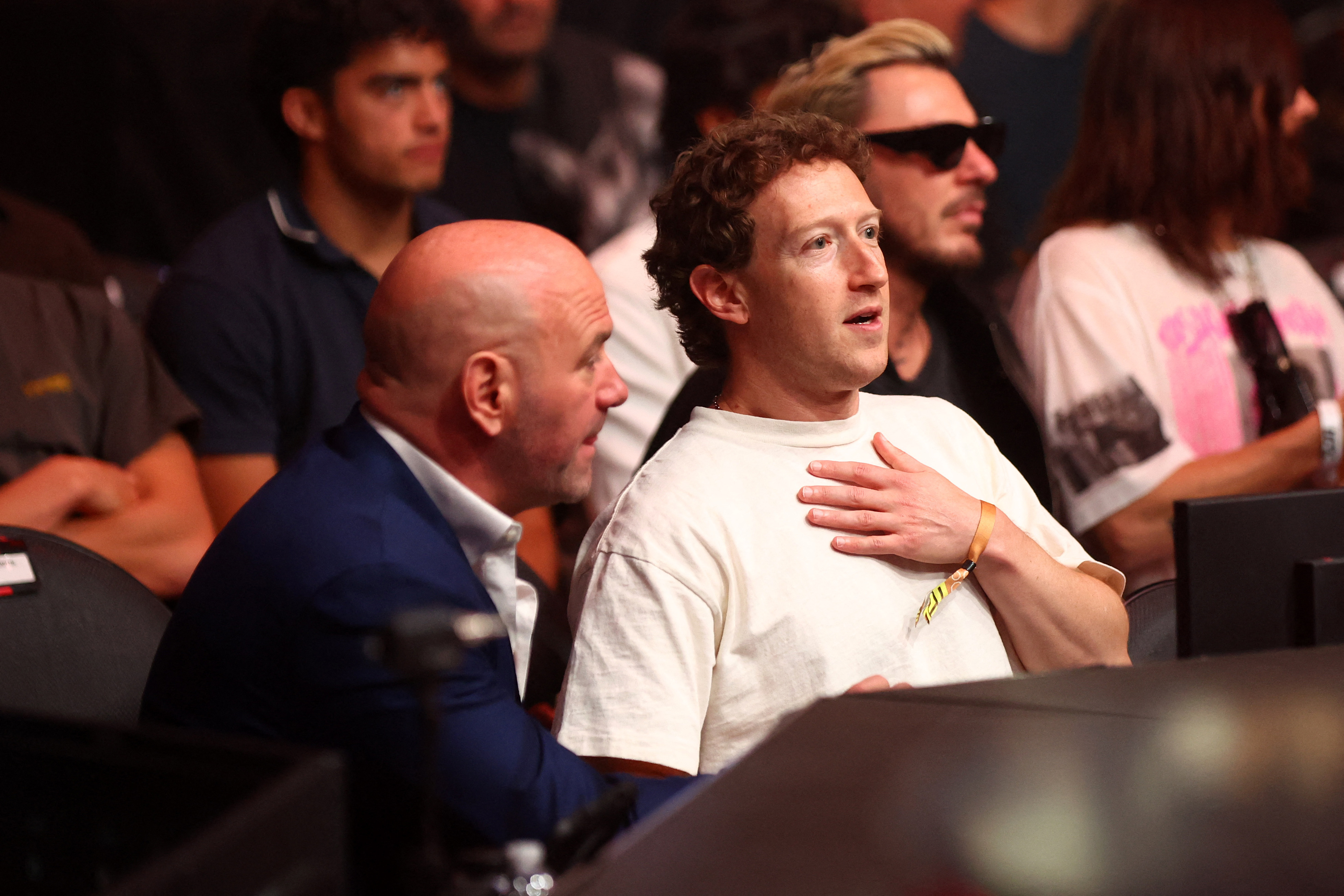 UFC chief Dana White has a word with super-fan Zuck