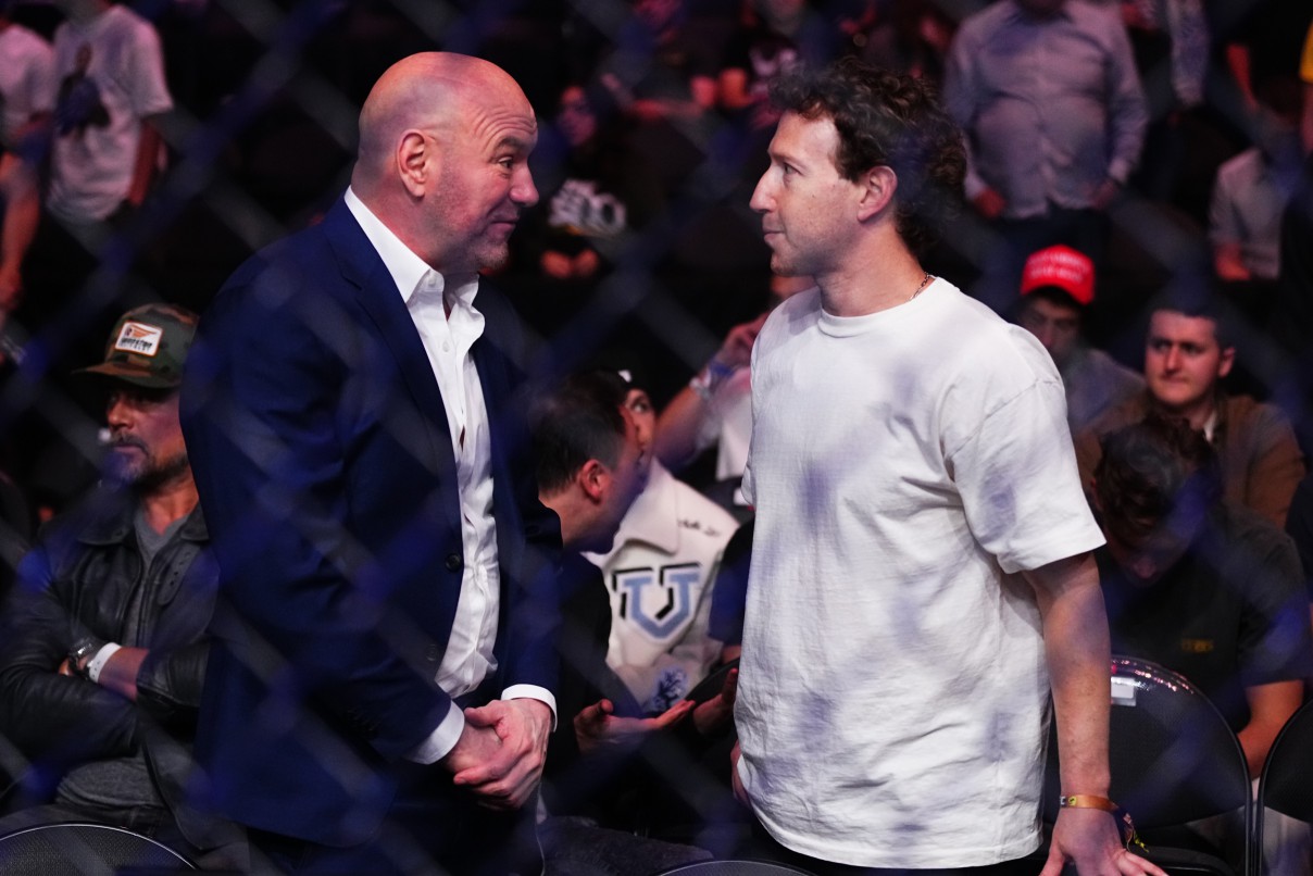 Mark Zuckerberg enjoyed a cageside chat with UFC president Dana White