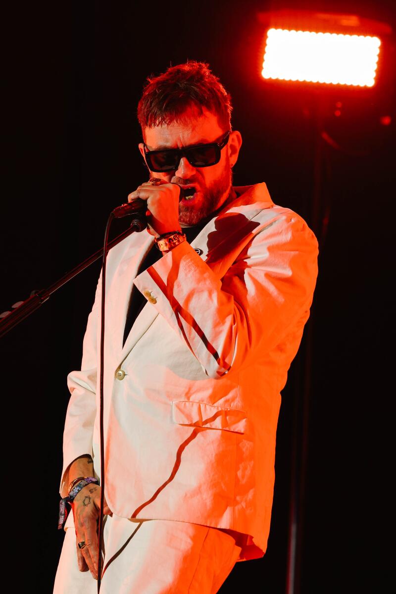 Blur performs during the Coachella Valley Music and Arts Festival on Saturday.