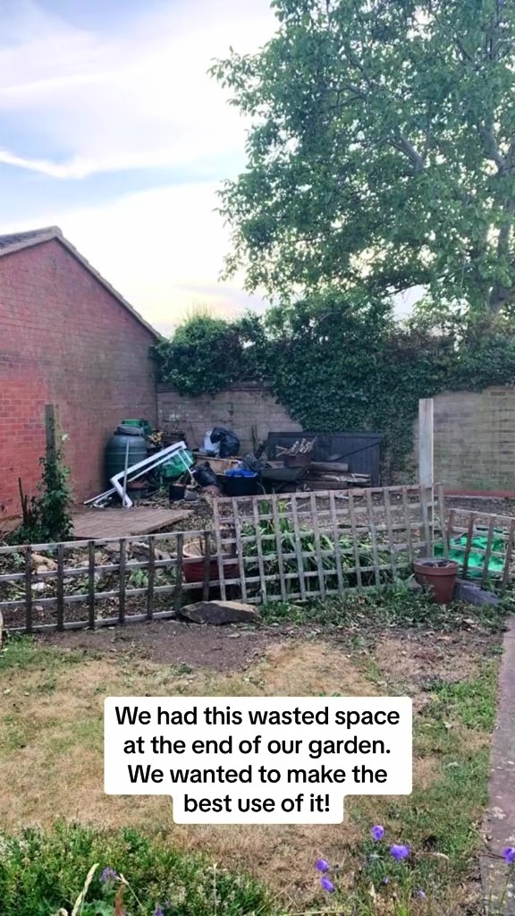 The mum-of-one told how her garden was a 'completely overgrown mess' when she moved in