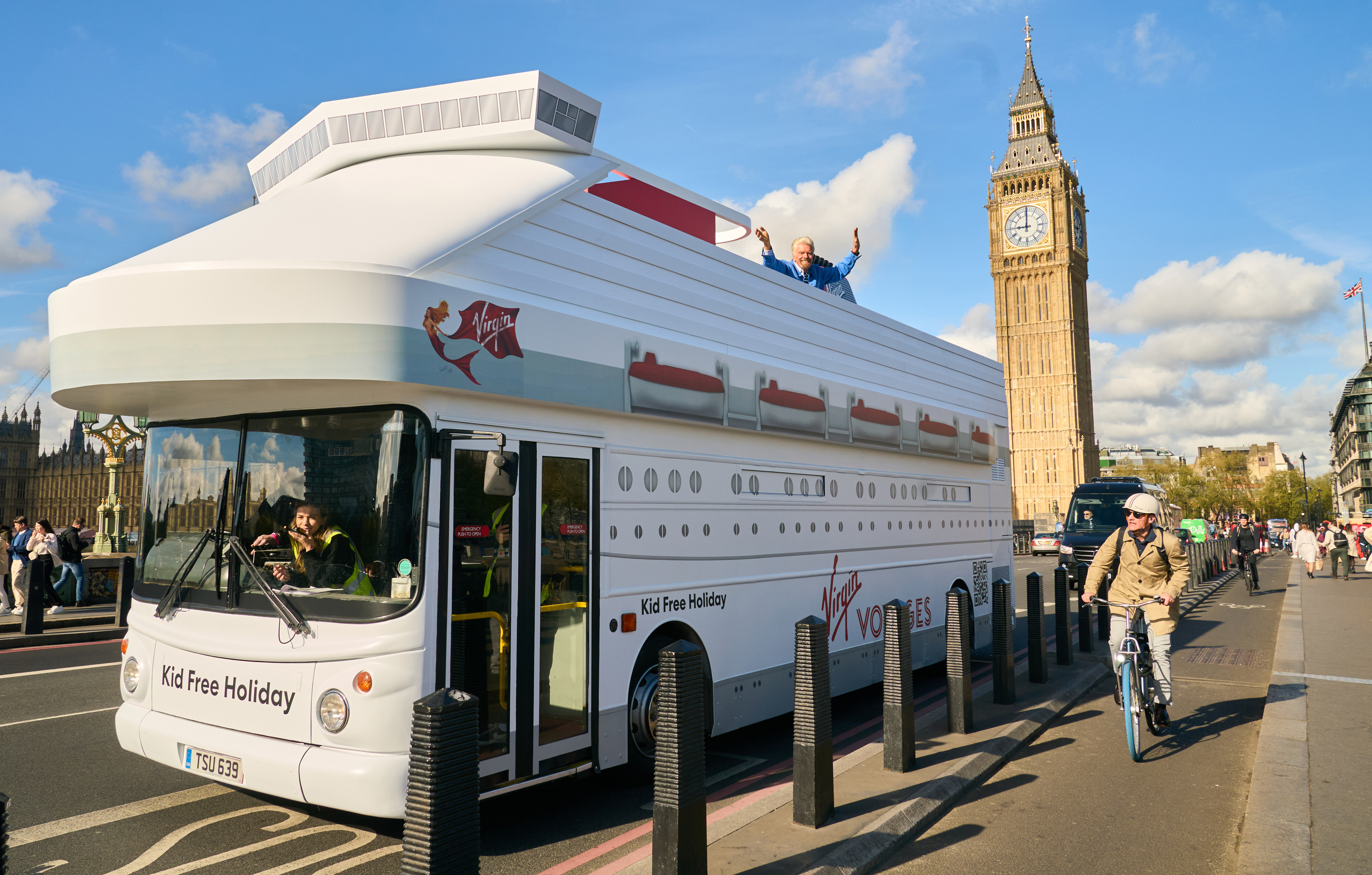 To celebrate the start of Virgin Voyages was carried through London waving to the pulbic