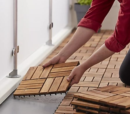 Made from acacia wood, these tiles are long-lasting a boast protection from weather, moss and insects