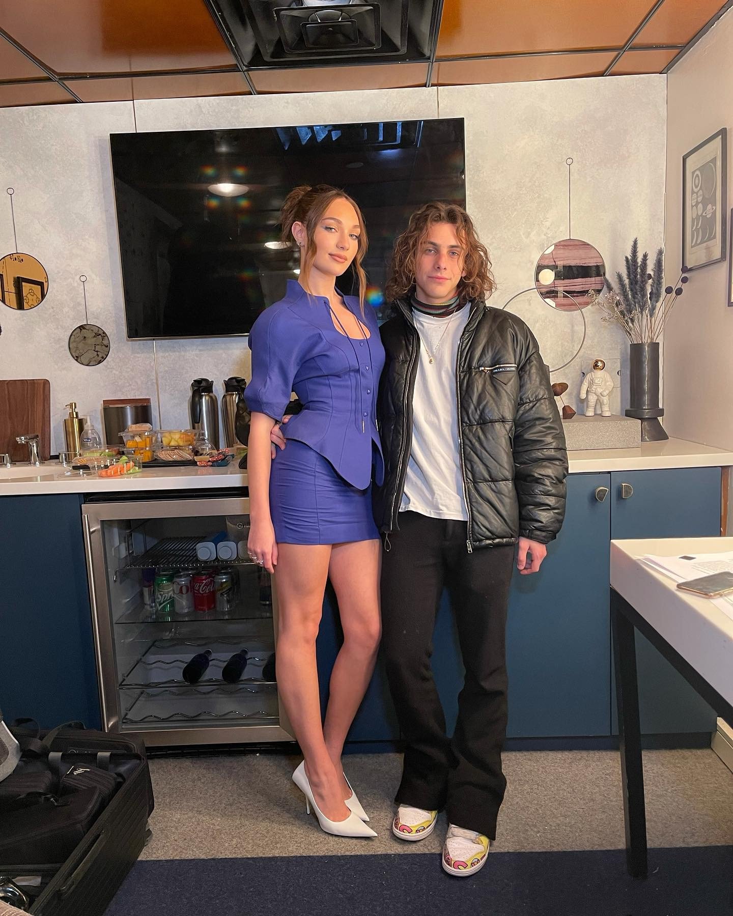 Maddie Ziegler and Eddie Benjamin backstage at The Tonight Show