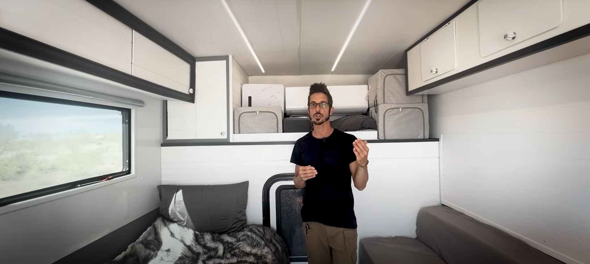 Brad gave a tour of his 'house on wheels' and showed around his cosy space