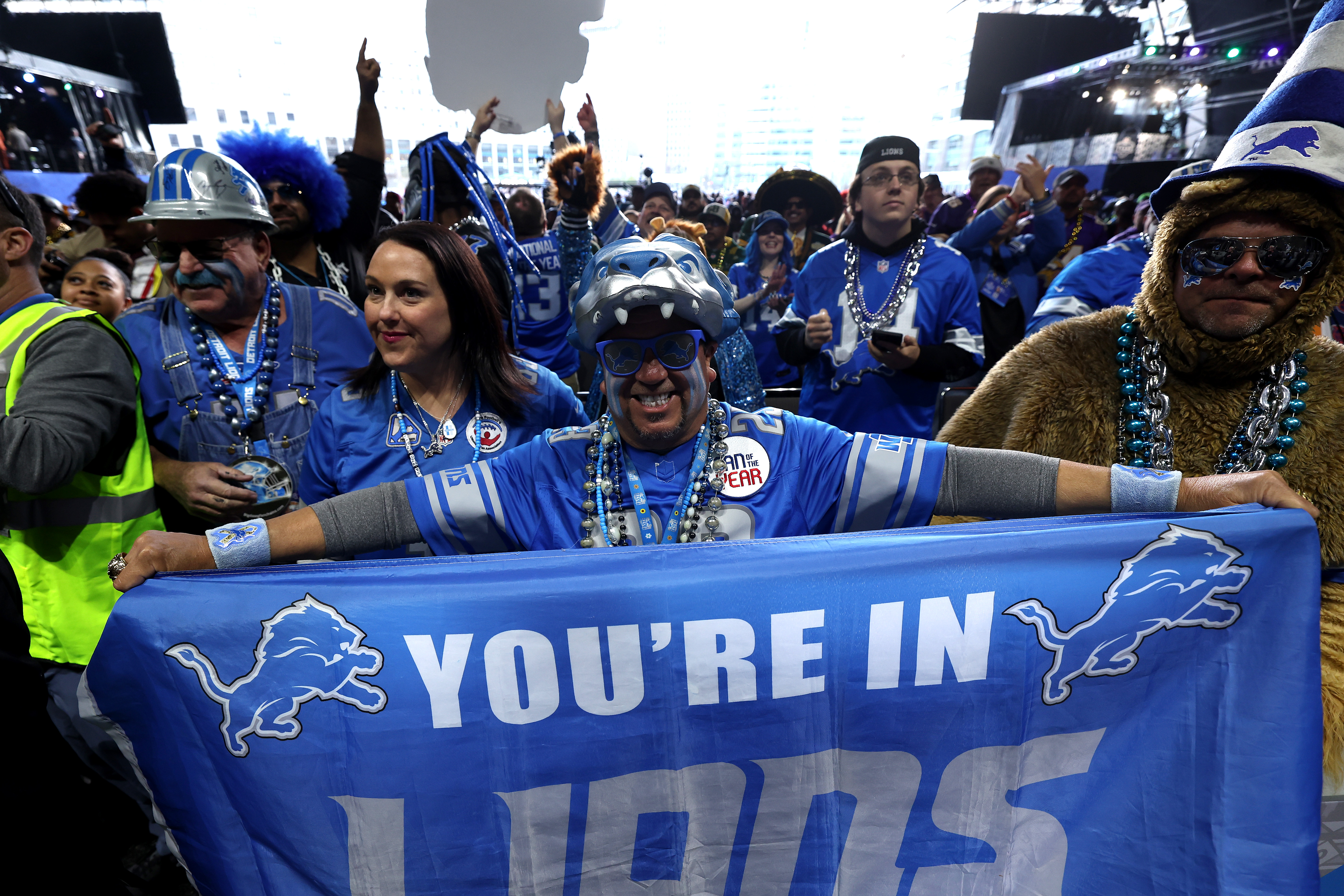 Fans gather prior to the first round of the 2024 NFL Draft at Campus Martius Park and Hart Plaza