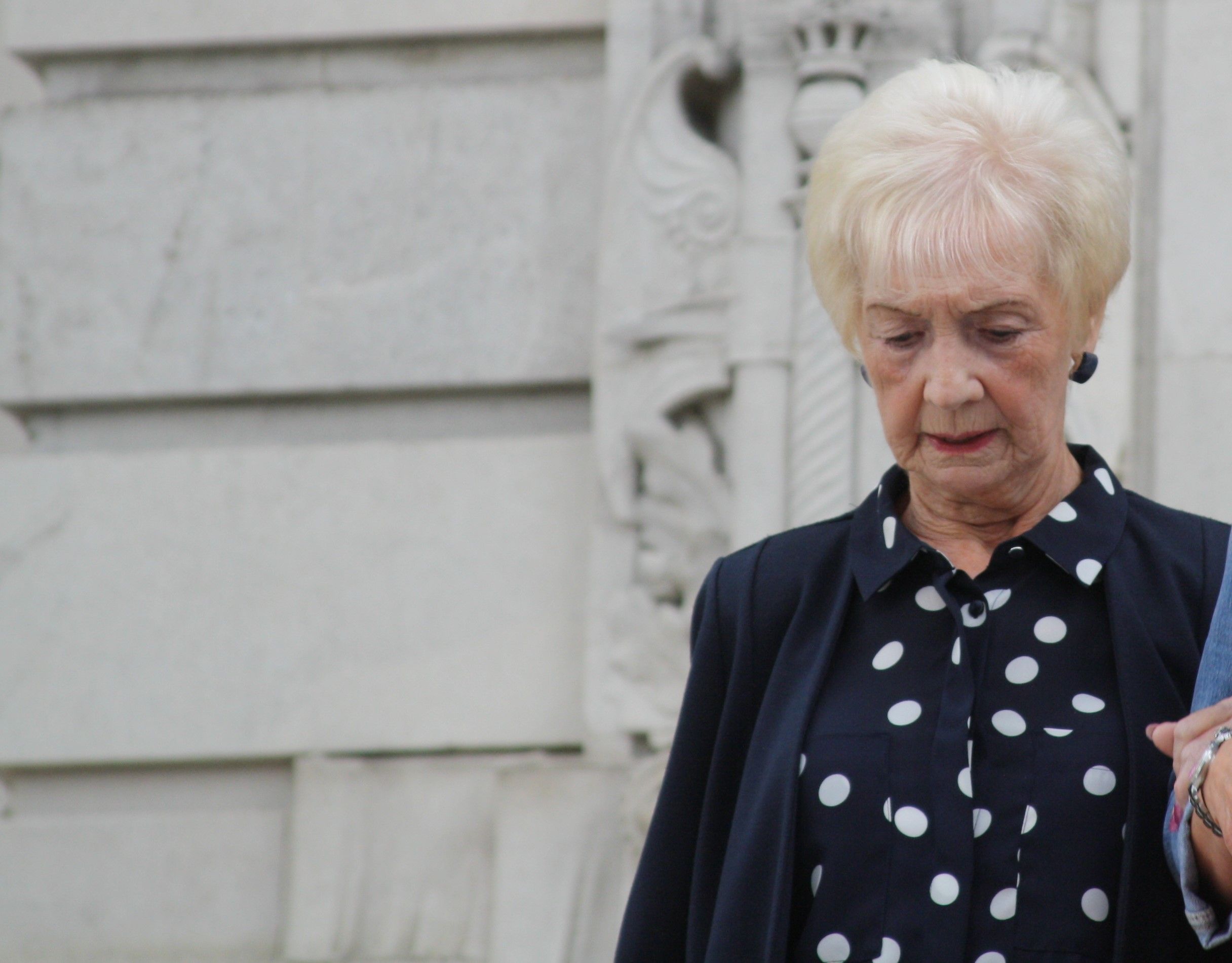 The 83-year-old leaving Cardiff Crown Court