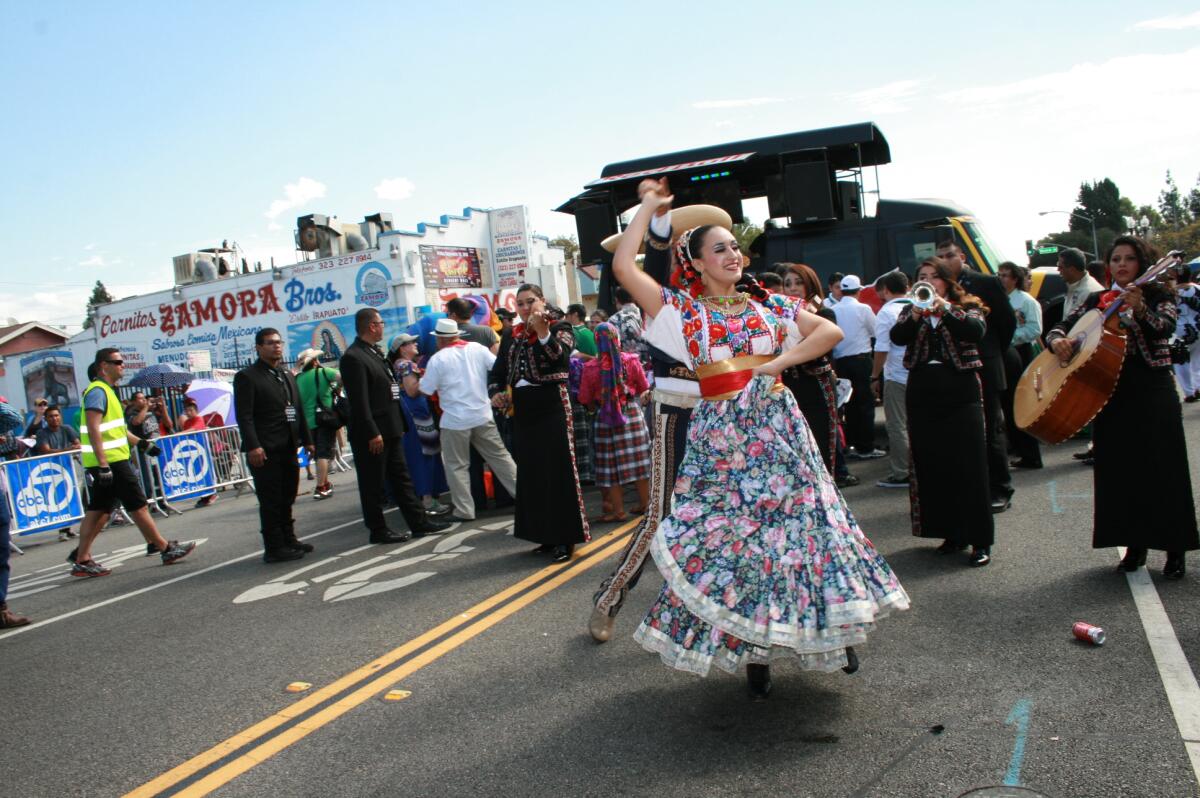 Baile folklorico dancer in East Los Angeles