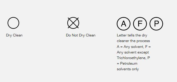 Circular symbols can be decoded by a professional dry cleaner