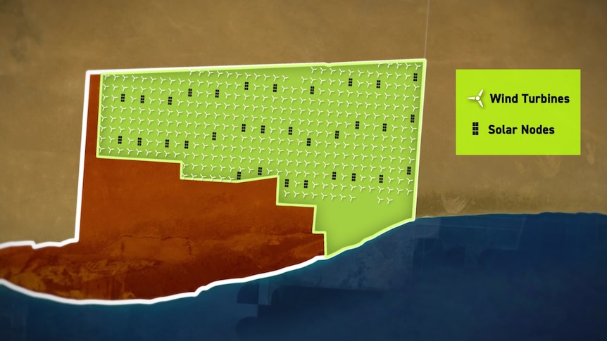 A graphic showing the area of the Nullarbor Plains that could potentially be used for a renewable energy project.